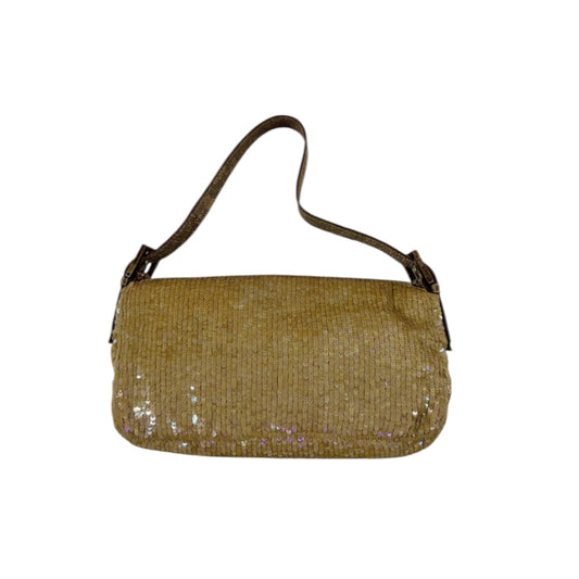 Vintage Fendi beige golden sequined lizard skin baguette bag as seen on SATC
