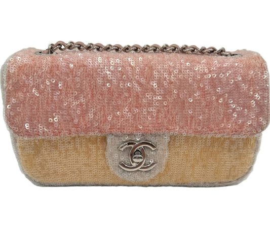 CHANEL WATERFALL SEQUIN FLAPBAG SILVER HARDWARE