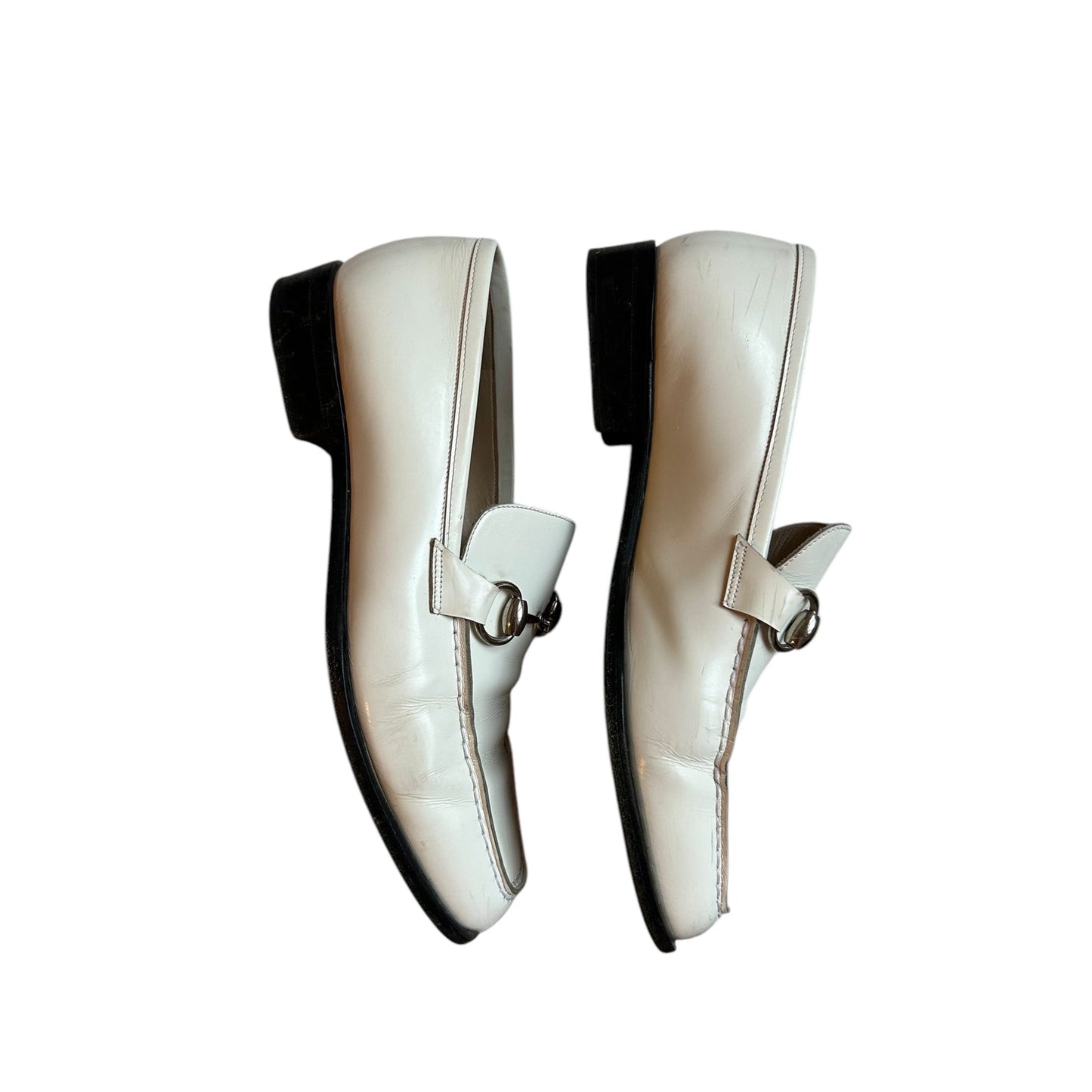 Vintage Gucci by Tom Ford white horse-bit leather loafers / 37