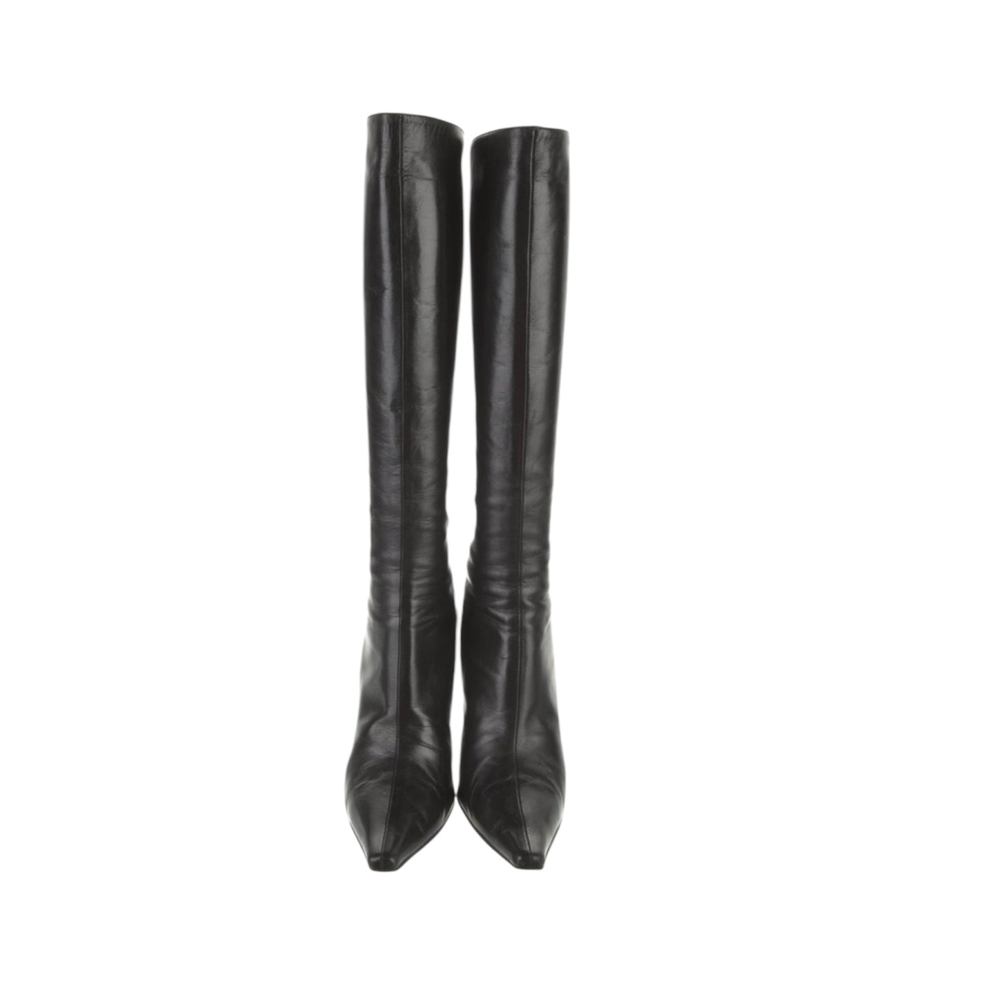 Vintage Jimmy Choo black leather knee boots as seen on Jennifer Aniston / 38.5