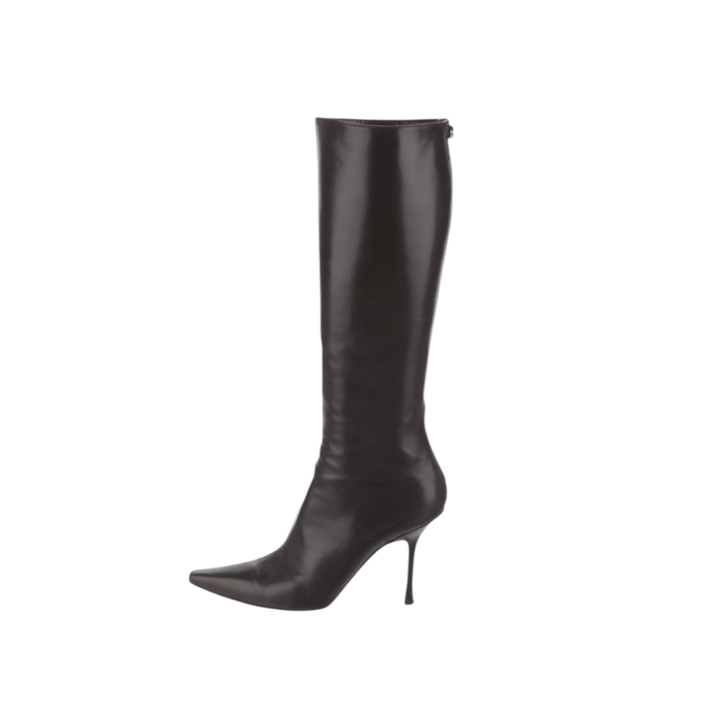 Vintage Jimmy Choo chocolate peony brown knee high boots as seen on Jennifer Aniston / 39