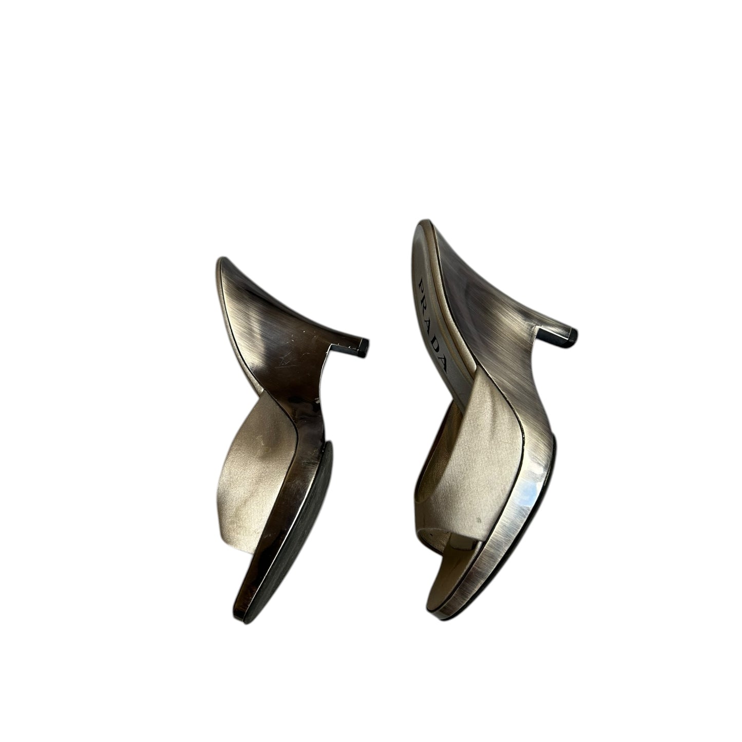 Vintage Prada SS1998 Plexiglass Runway metallic silver wedges / 35