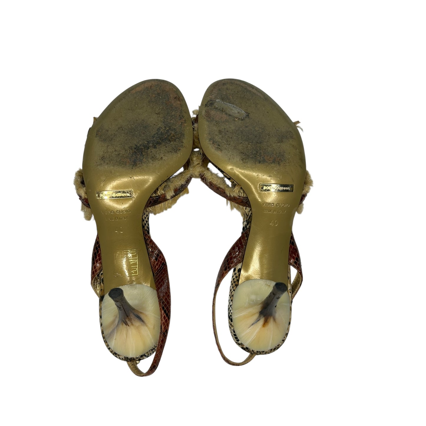 Vintage Dolce&Gabbana SS 2005 python skin faux fur sandal heels / 40