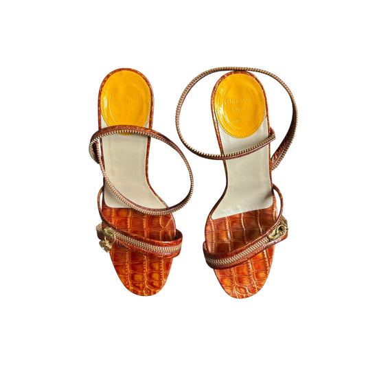 Vintage Dior SS01 croc patent heels by John Galliano / 36.5