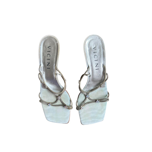 Vintage Vicini by Zanotti mint crystal mule heels / 37