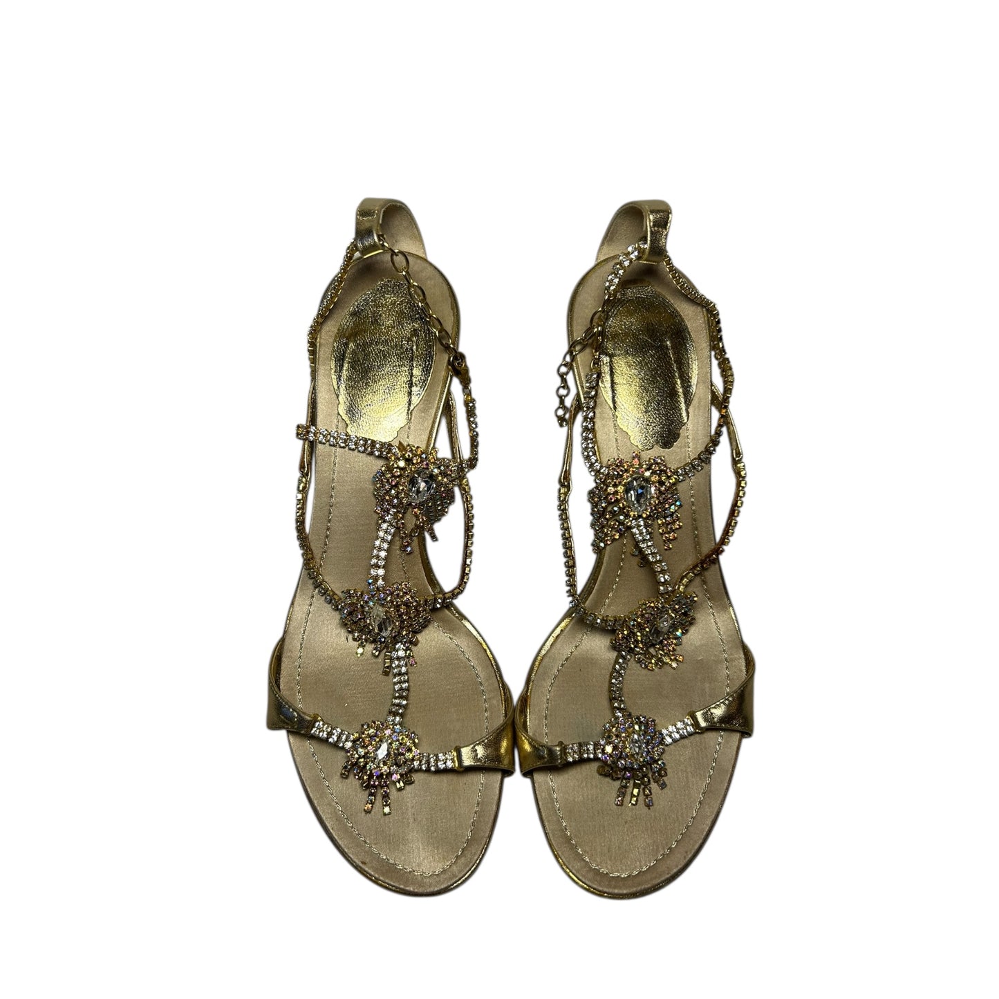 Vintage Rene Caovilla metallic crystal embellished sandal heels / 36