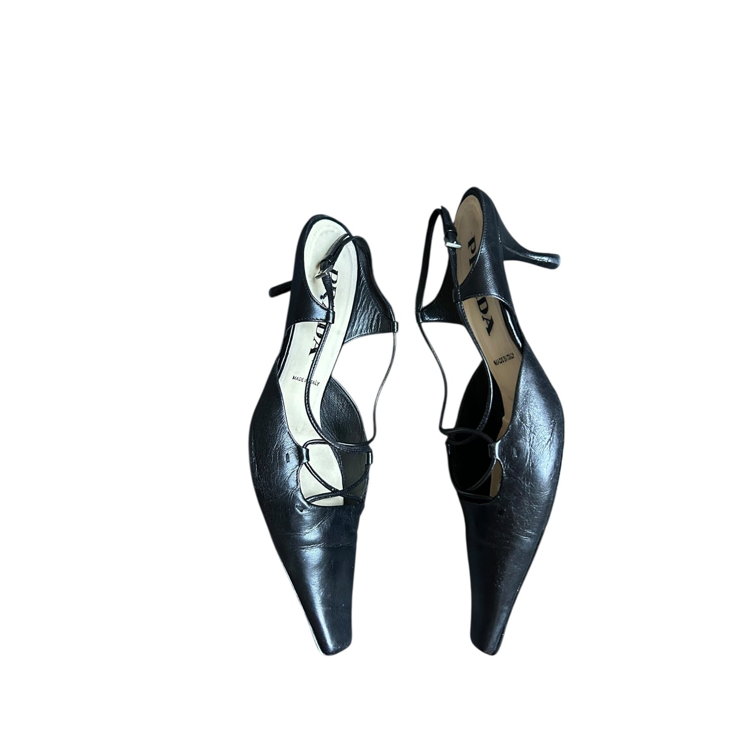 Vintage Prada black leather heels as seen on CBK / 37.5