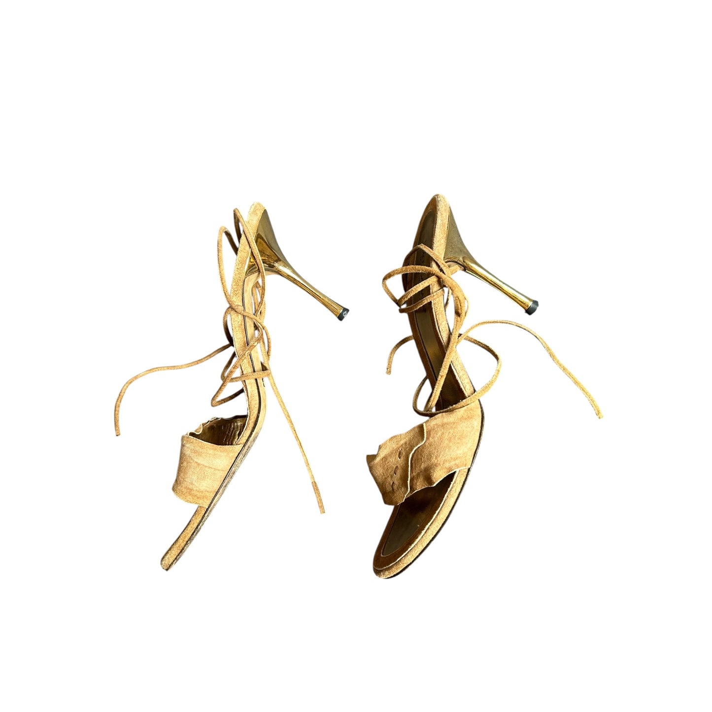 Vintage Dolce&Gabbana wrap around suede brown heels / 39