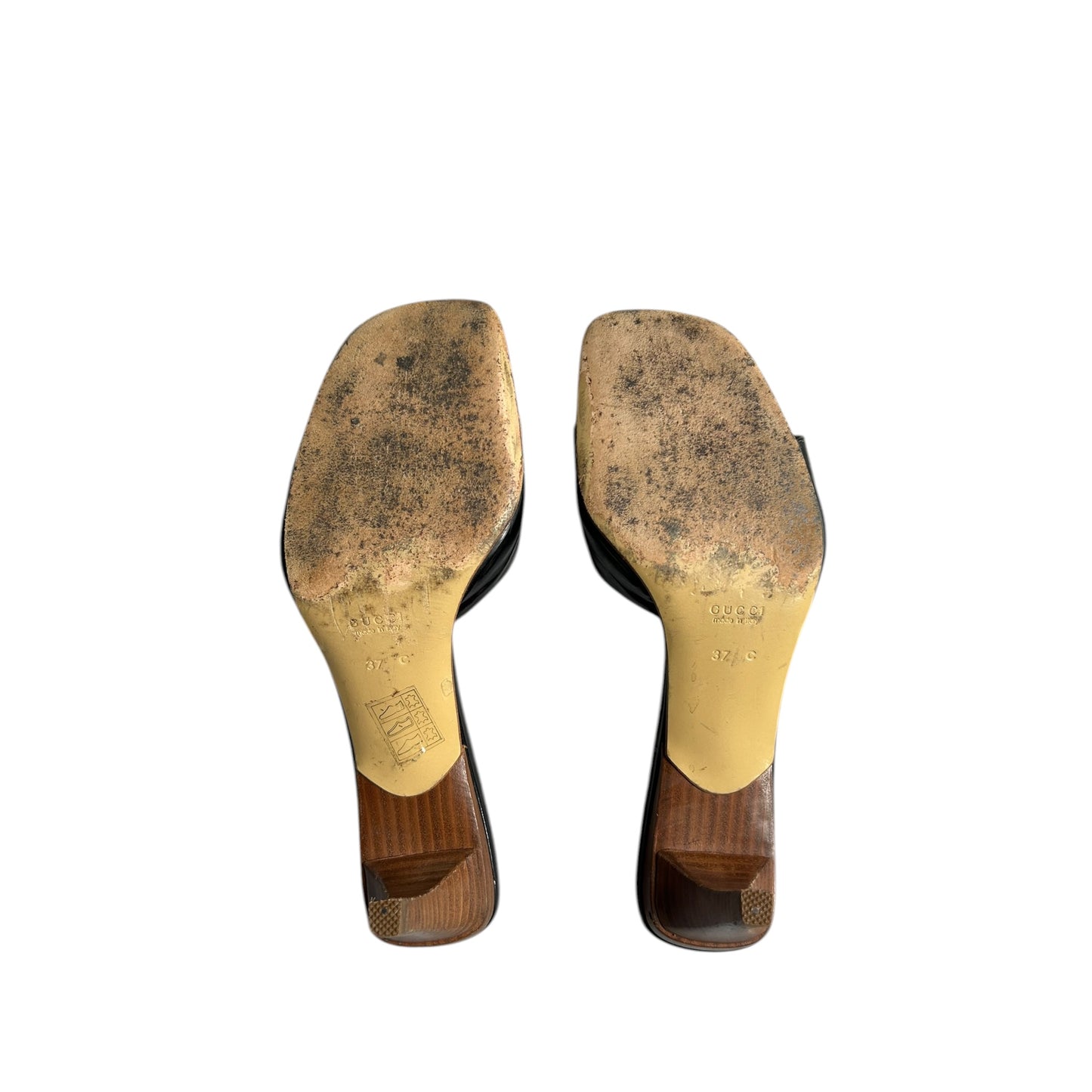 Vintage Gucci by Tom Ford black leather mule heels / 37