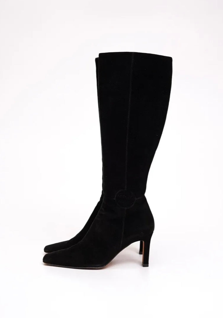 Vintage iconic Chanel runway knee high boots