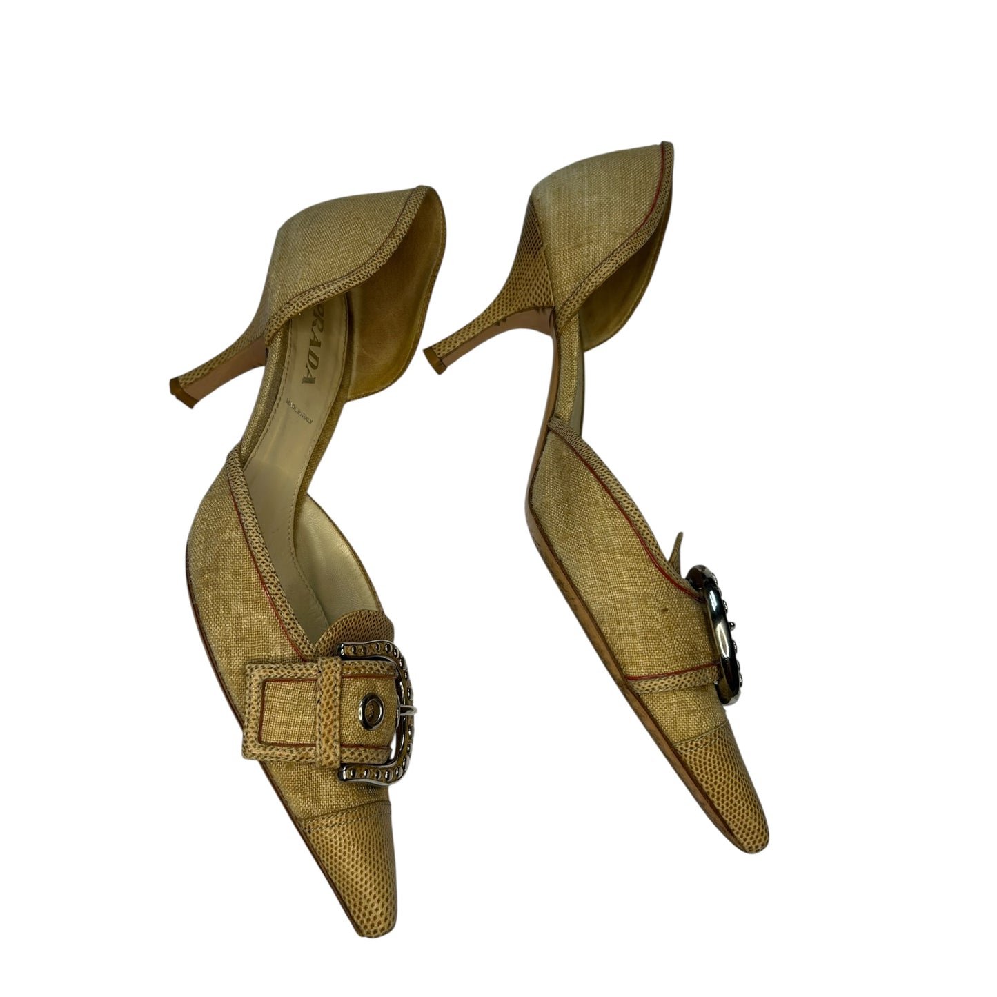 Vintage Prada python skin canvas beige pumps / 39