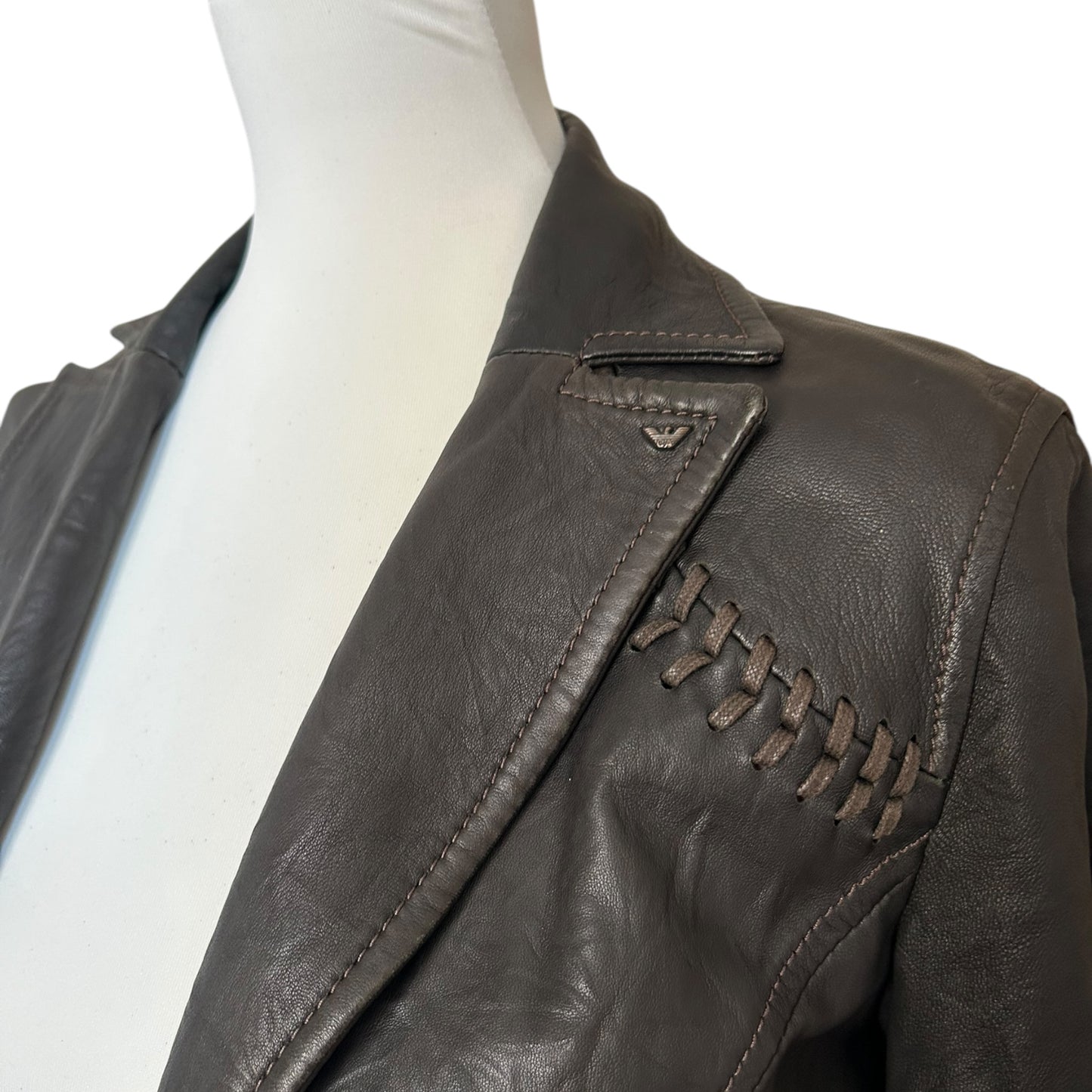 Vintage Armani brown leather blazer jacket / IT40 / S