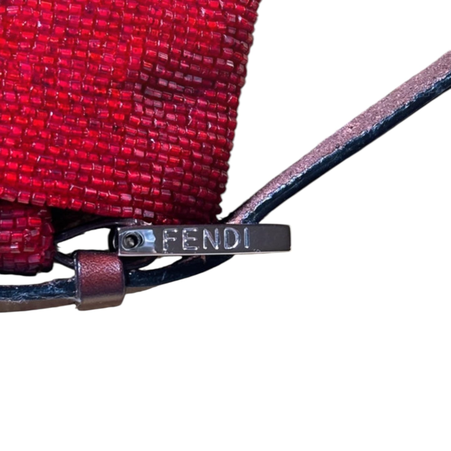 Fendi Baguette Red Beaded Bag – Vintage FF Logo Clasp Shoulder Bag