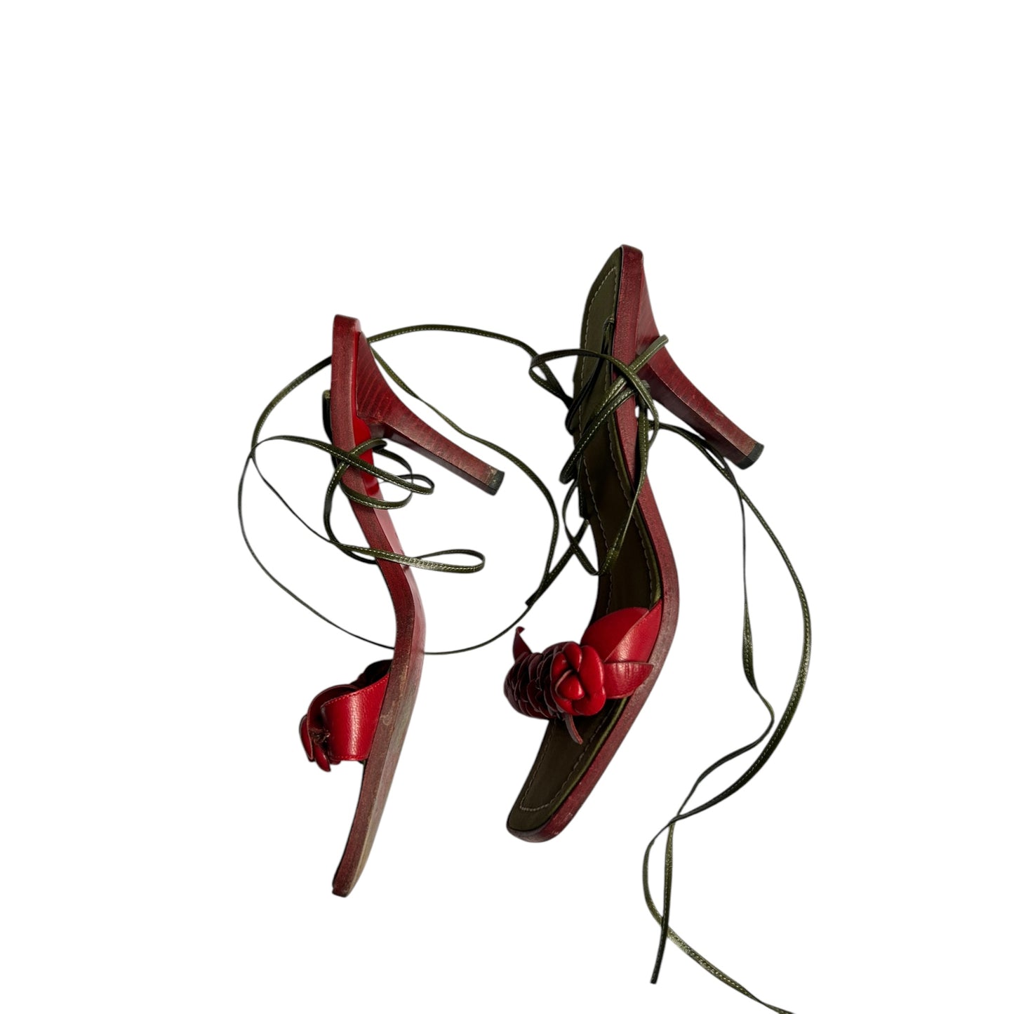 Vintage Valentino FW1999 floral rose wrap around sandal heels/ 38.5