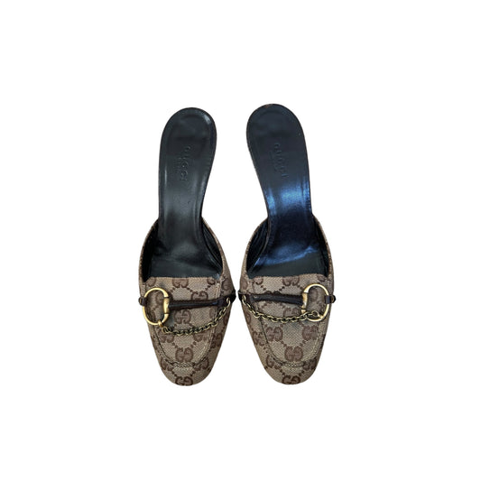 Vintage rare Gucci by Tom Ford monogram horse-bit mule heels / IT36.5