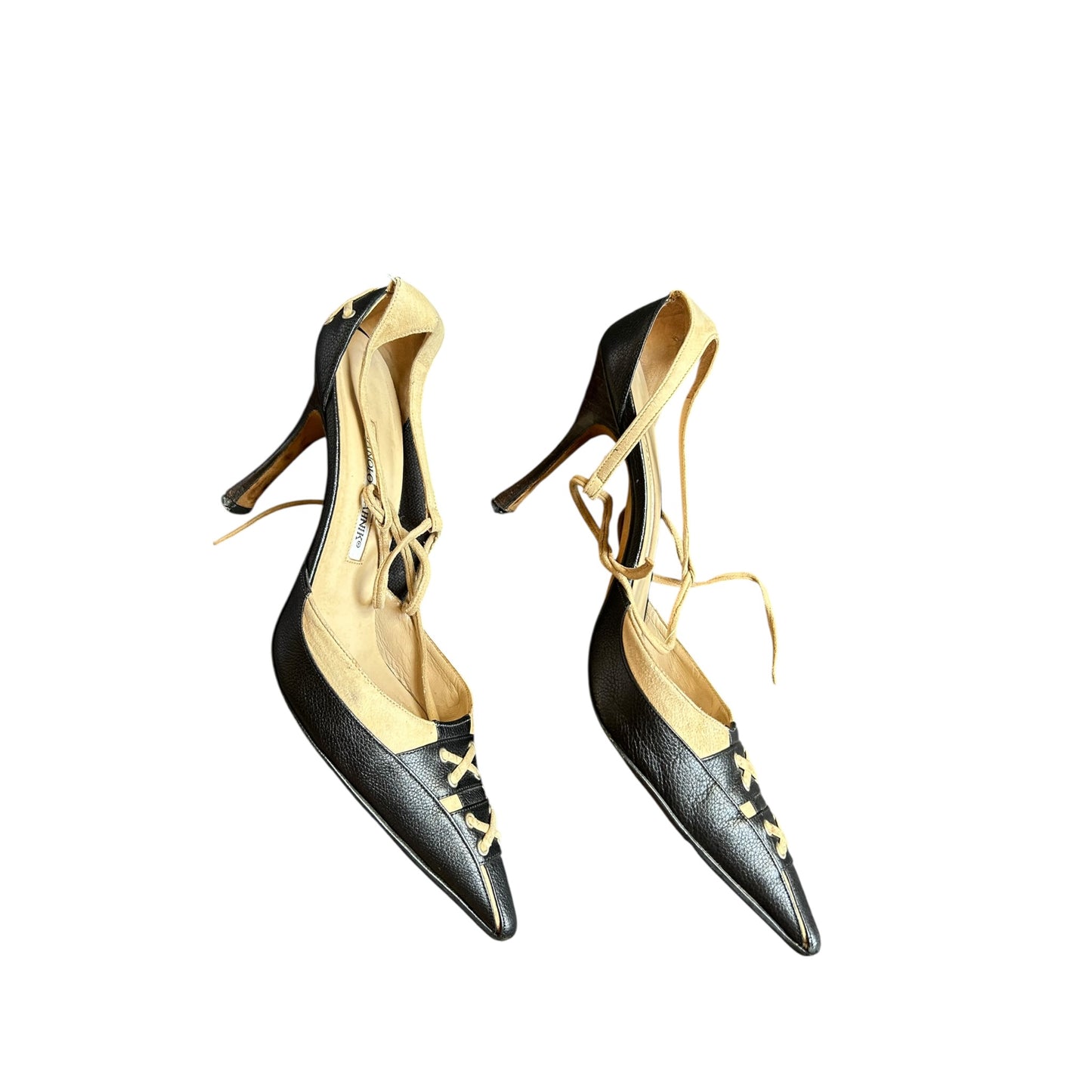 Vintage Manolo Blahnik lace up heels / 39