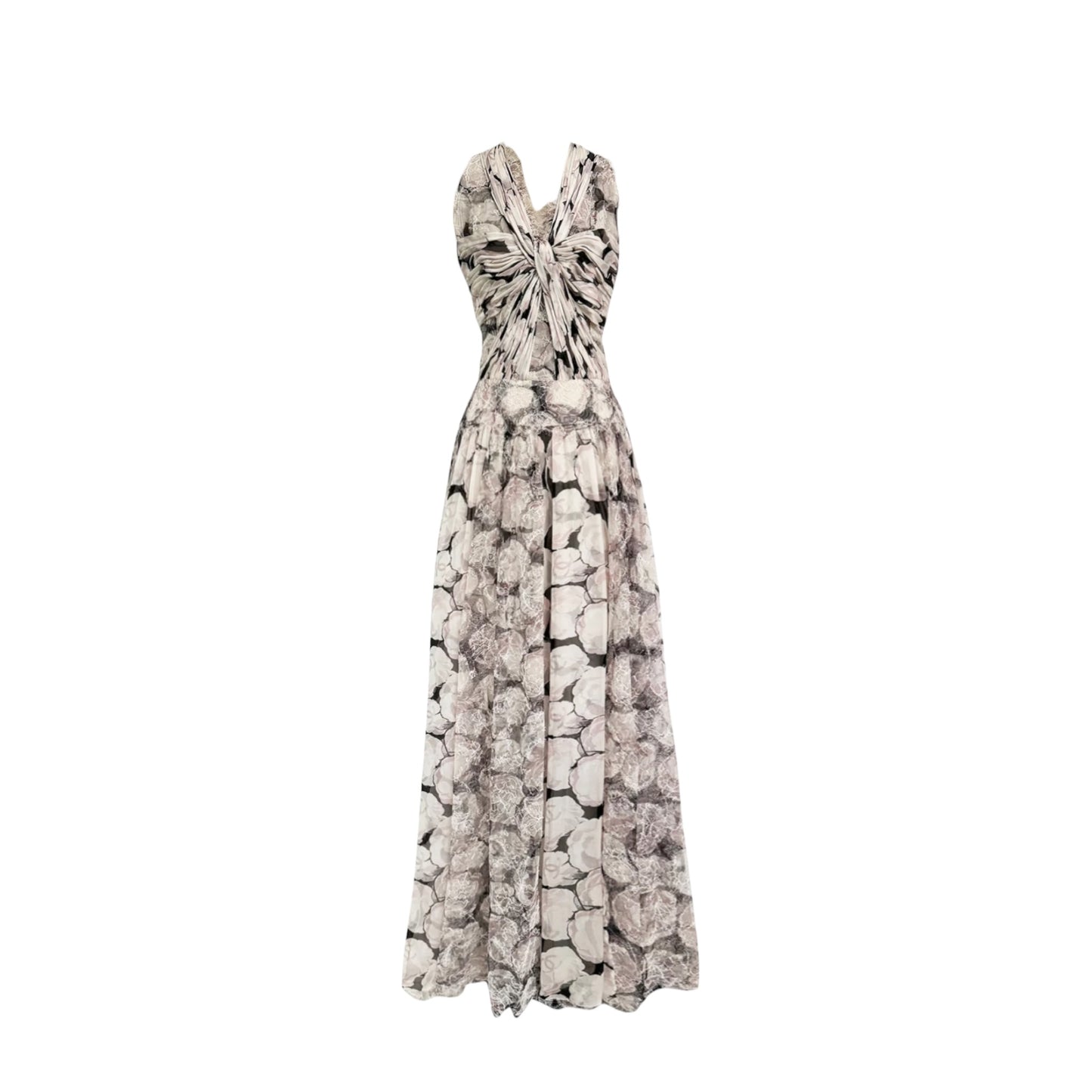 Vintage Chanel Runway 2004 Floral Silk Magnolia Silk Gown – Karl Lagerfeld Era