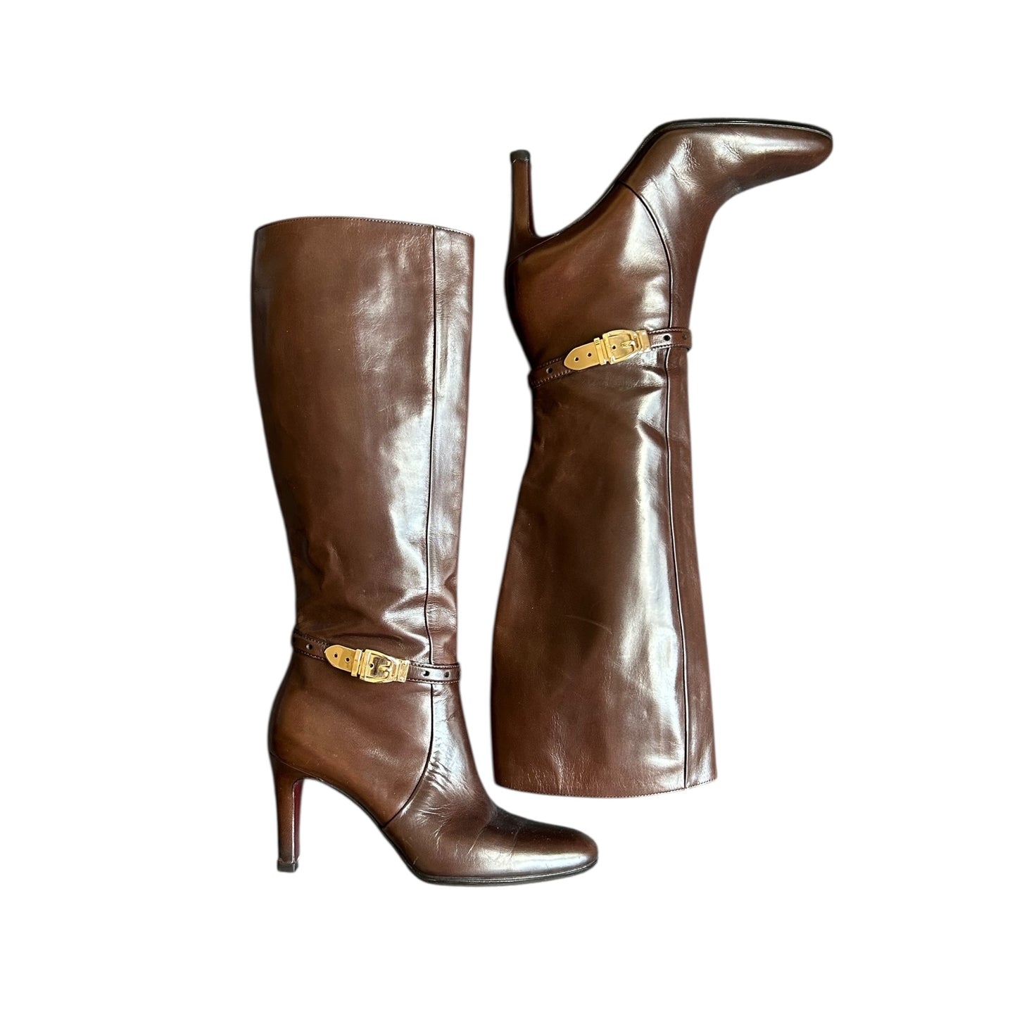Vintage Gucci FW 1999 brown leather knee high boots / 36