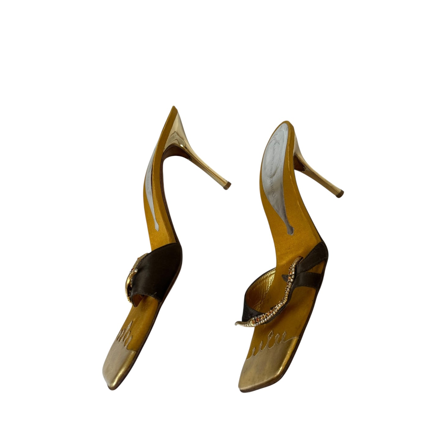 Vintage Giuseppe Zanotti rare snake gold mule heels / 40