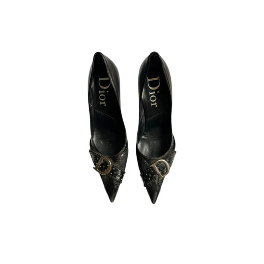 Vintage Dior Diorissimo black leather heels by John Galliano / 37.5