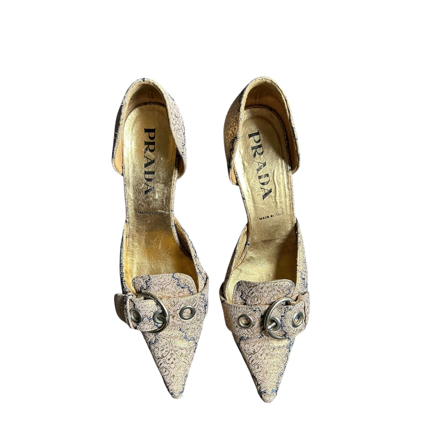 Vintage Prada SS2002 runway kitten jacquard heels / 37