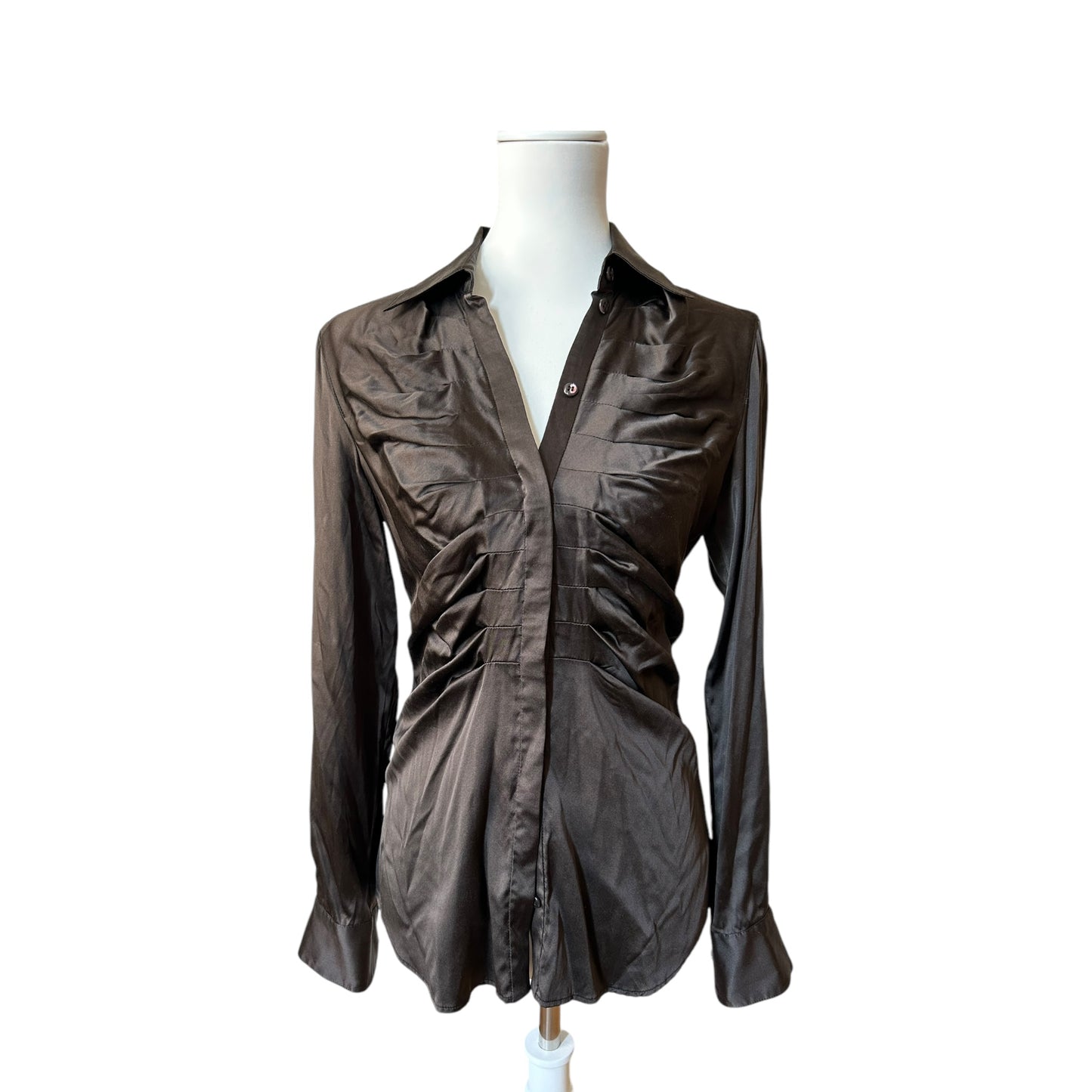 Vintage Armani silk blend brown shirt / M