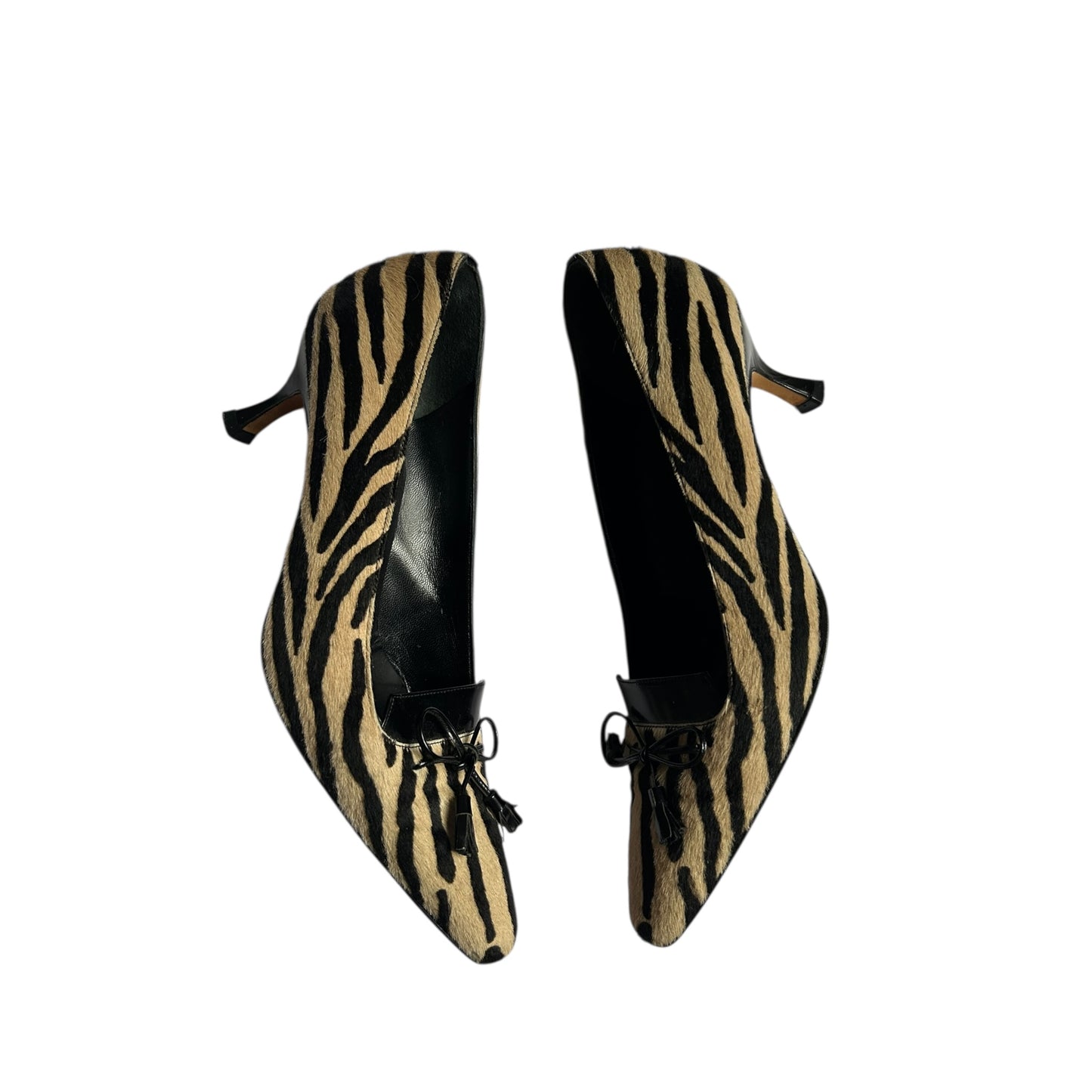 Vintage Jimmy Choo pony hair zebra print heels / 37.5