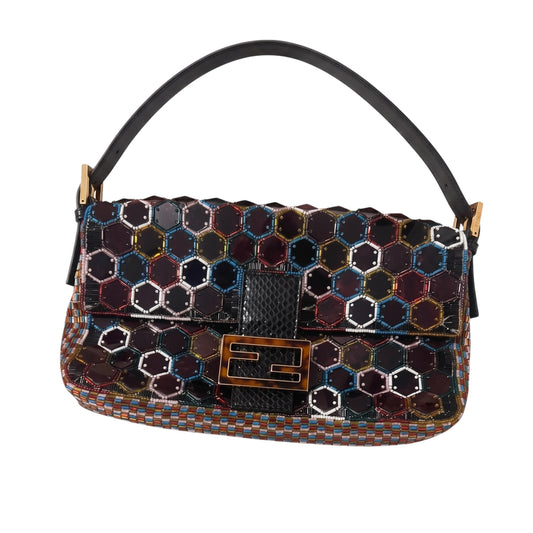 Super rare Vintage Fendi Mirror Mosaic Baguette Bag | Rare Multicolor Mirror Shoulder Bag