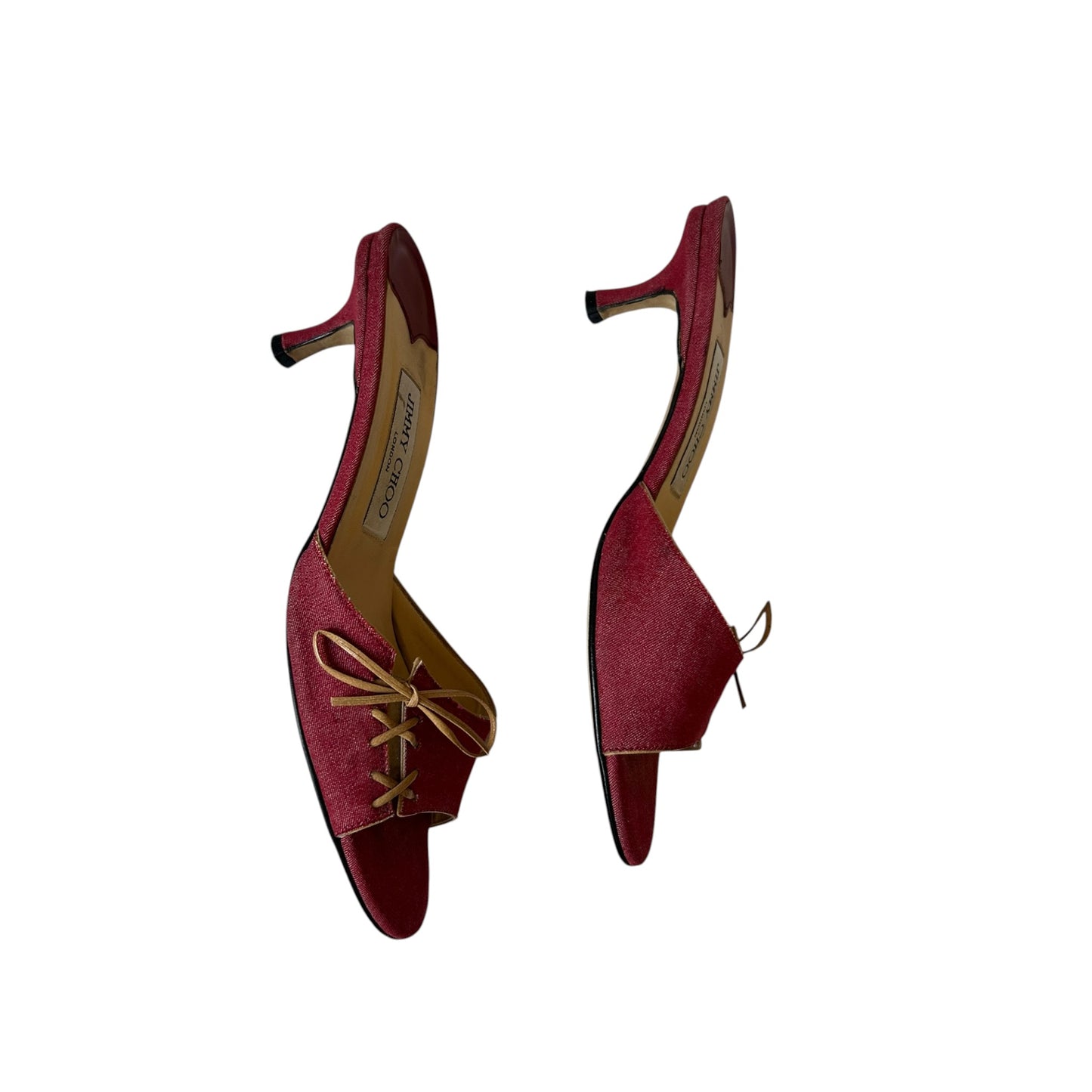 Vintage Jimmy Choo canvas fuchsia mule heels / 37