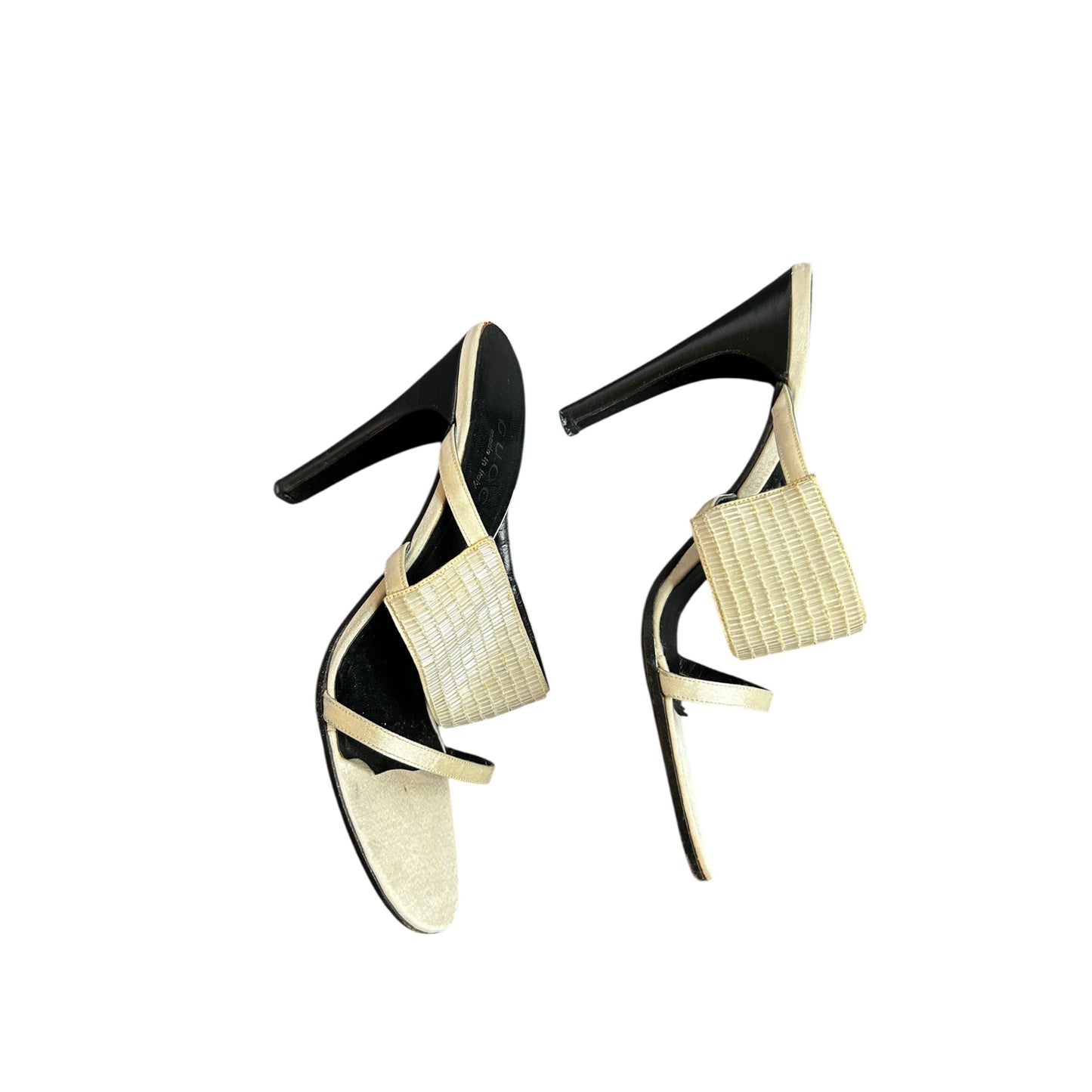 Vintage rare Gucci white sequined sandal heels / 38