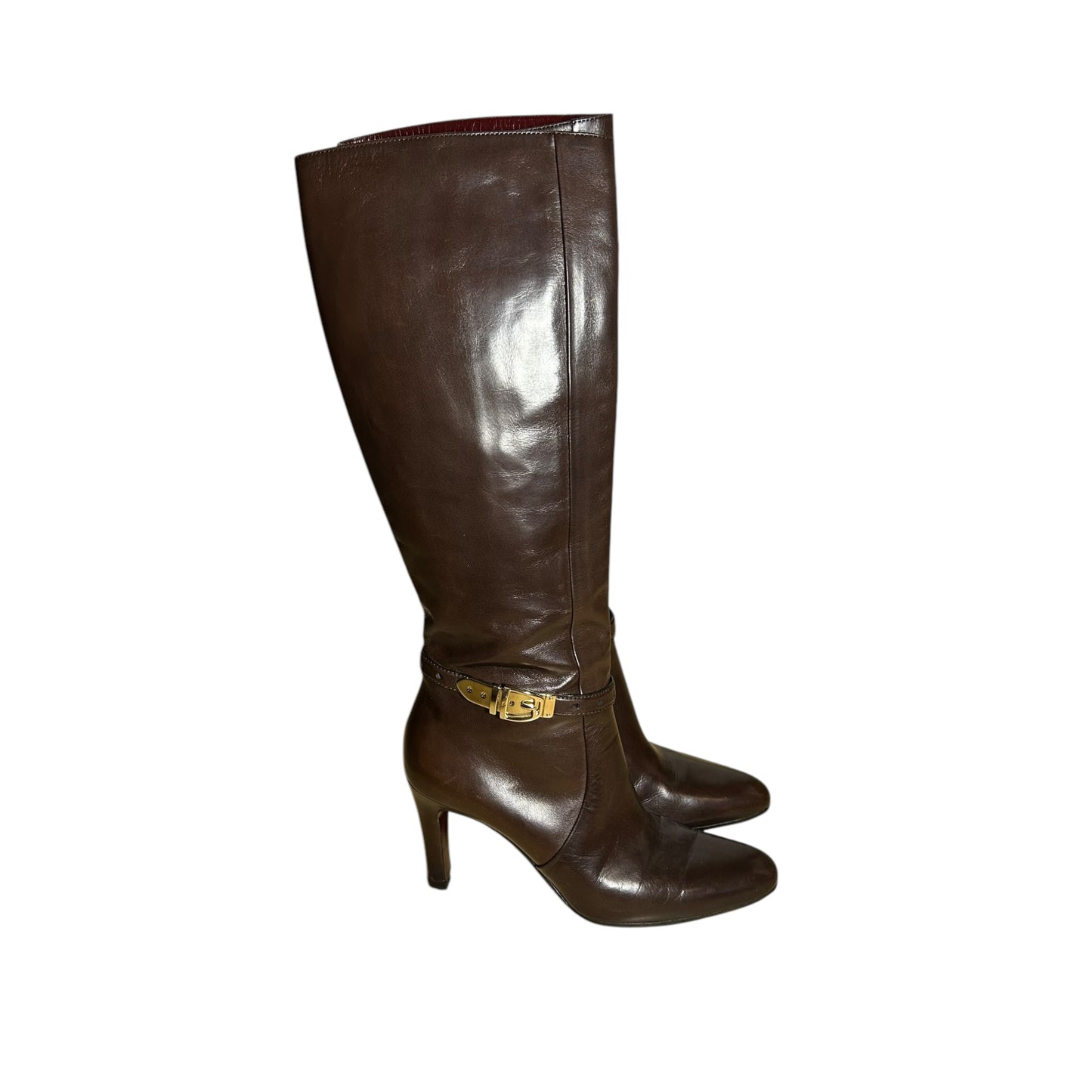 Vintage Gucci brown leather knee boots / 36