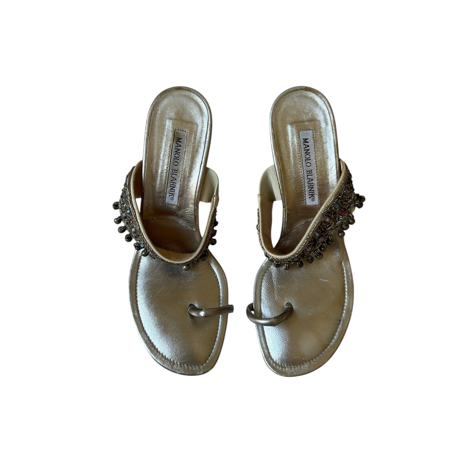 Vintage Manolo Blahnik metallic embellished sandal / 37