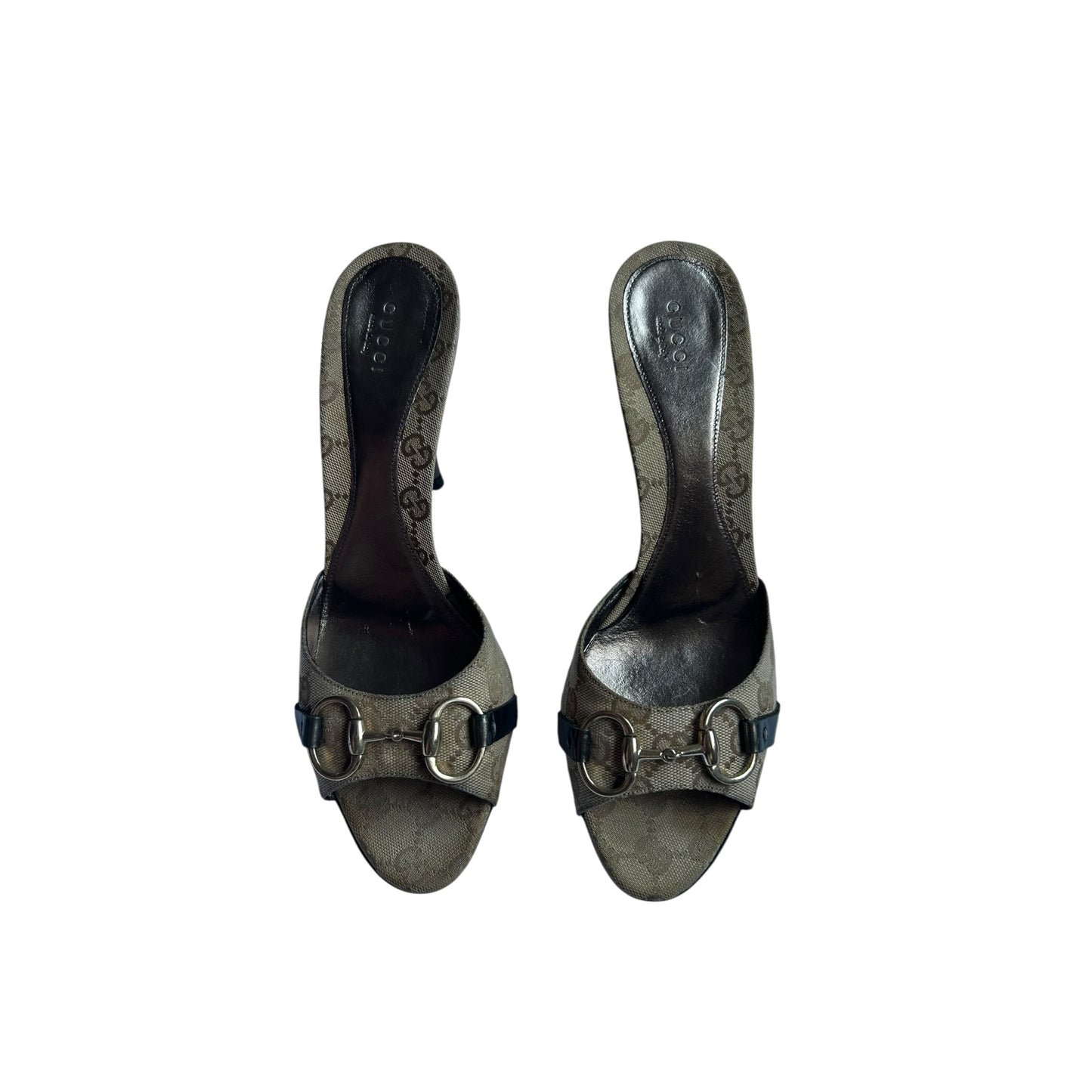Vintage Gucci by Tom Ford monogram GG horse-bit mule heels / 41