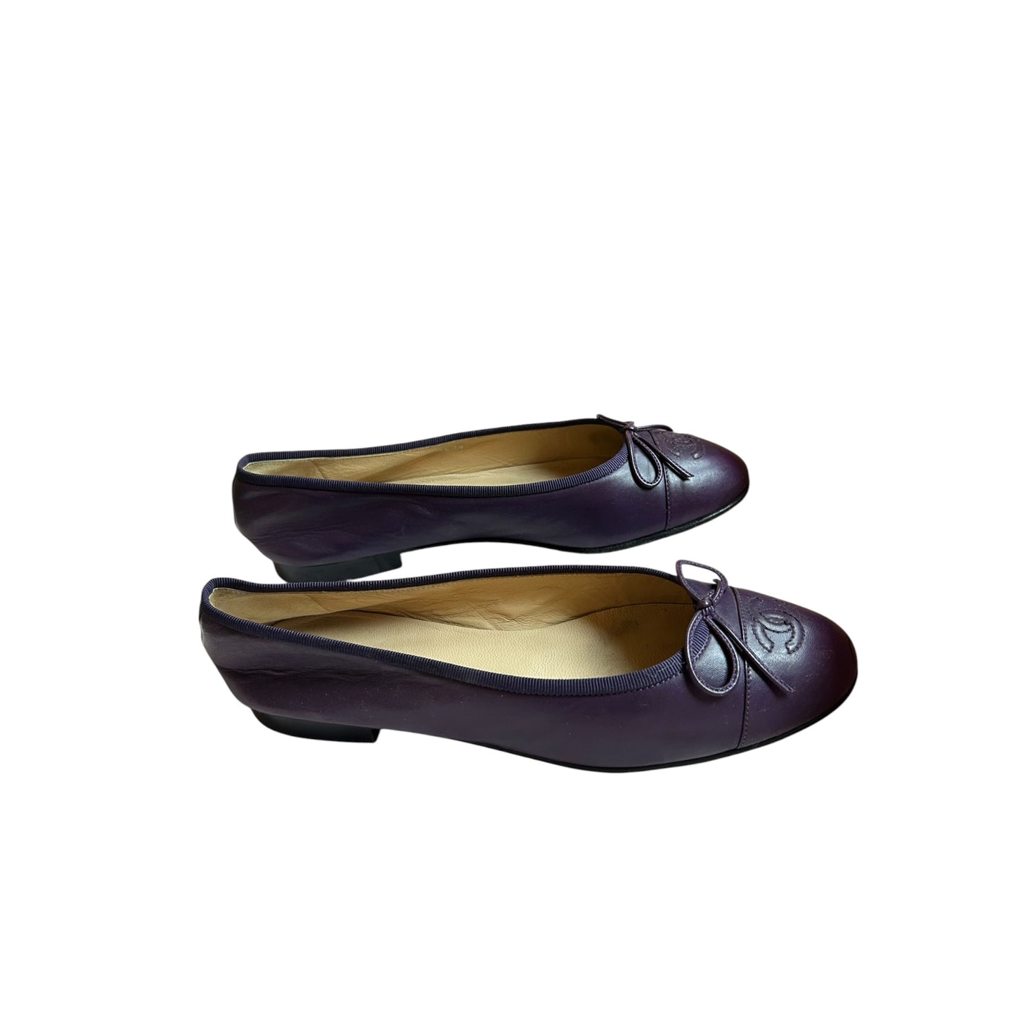 Vintage Chanel CC interlocking logo purple ballet flats / 39.5