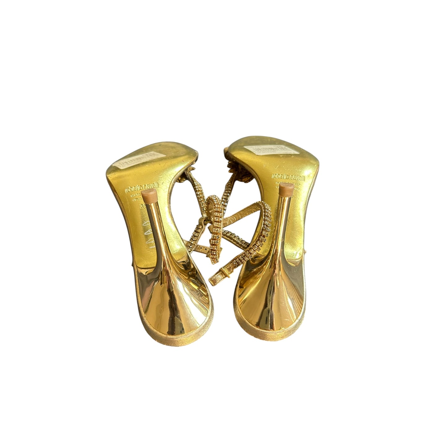 Vintage Roberto Cavalli golden leaf sandals / 35.5