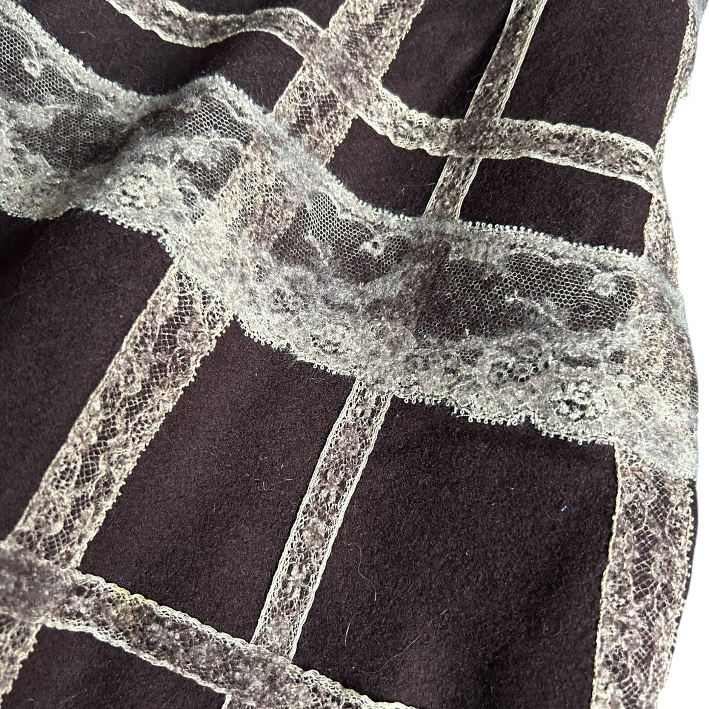 Valentino Runway 2011 Lace Grid Dress – Brown Sleeveless A-Line Designer Dress