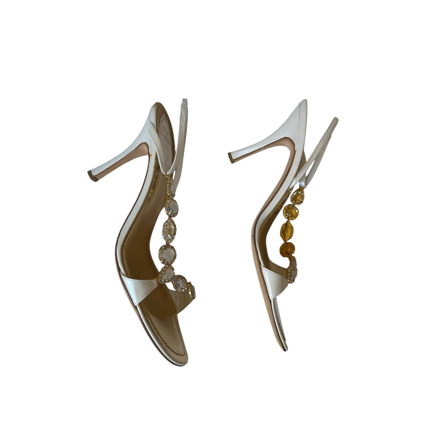 Vintage Rene Caovilla crystal white embellished sandal heels / 38.5