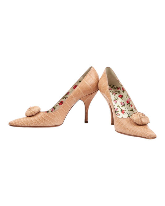 Vintage Prada pink rosebud heels