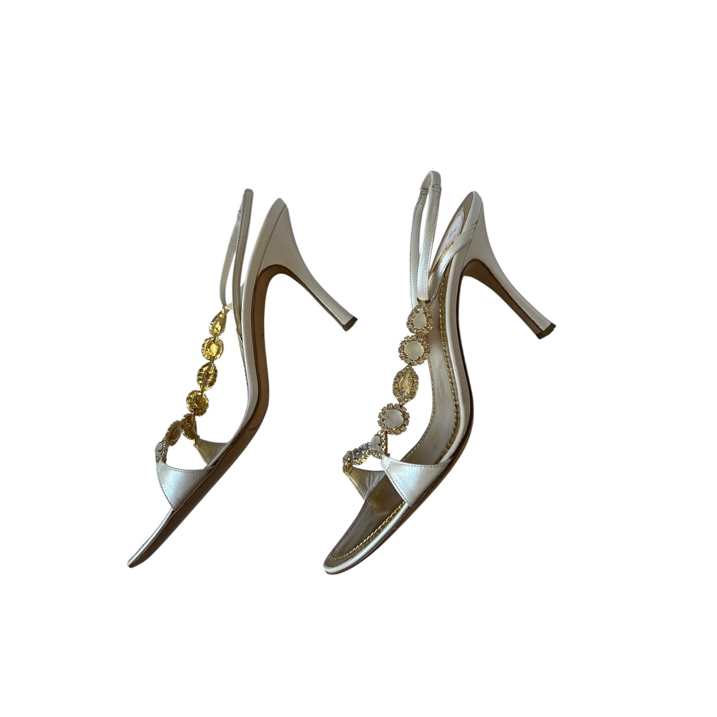 Vintage Rene Caovilla crystal white embellished sandal heels / 38.5