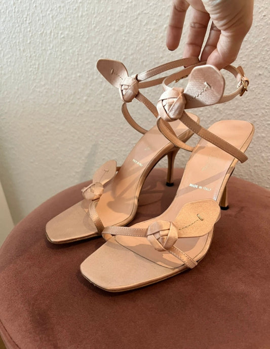 Vintage Prada rose satin sandals heels / 36