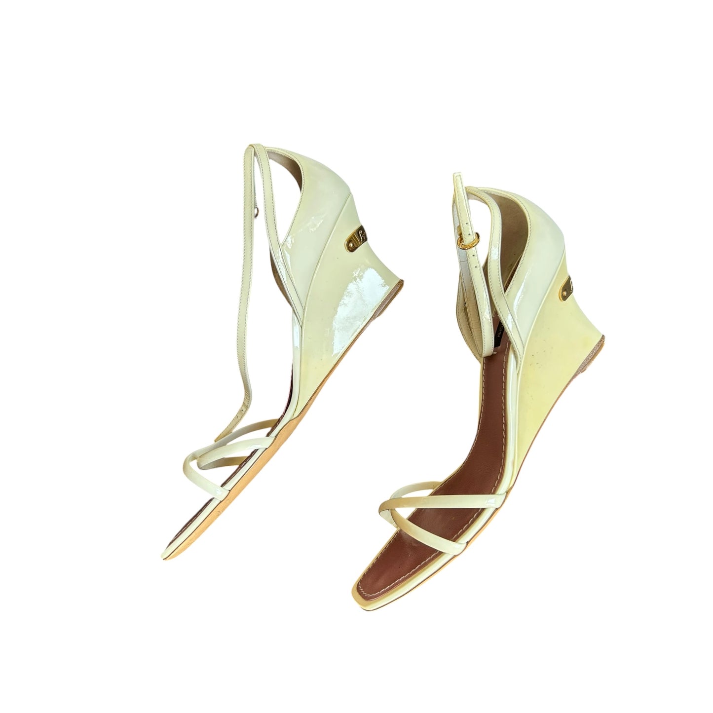 Vintage Louis Vuitton off white wedges / 36.5
