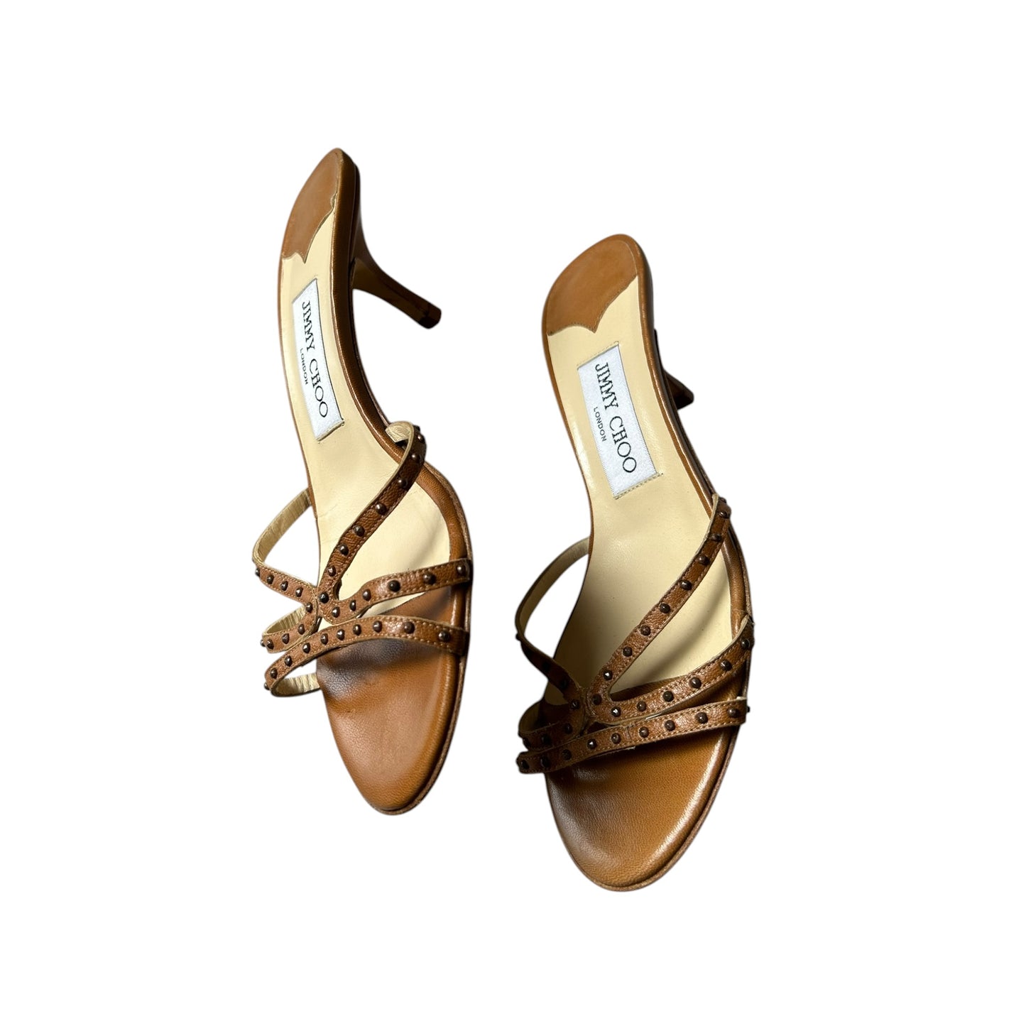 Vintage Jimmy Choo studded brown mule heels / 37.5