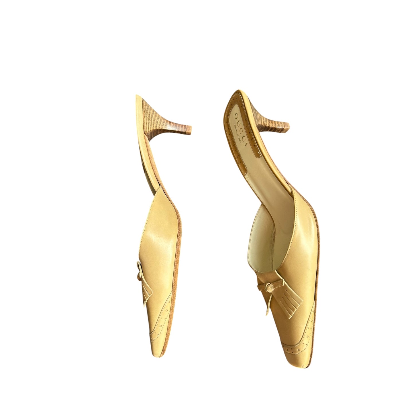 Vintage Gucci by Tom Ford tan mule heels / 40