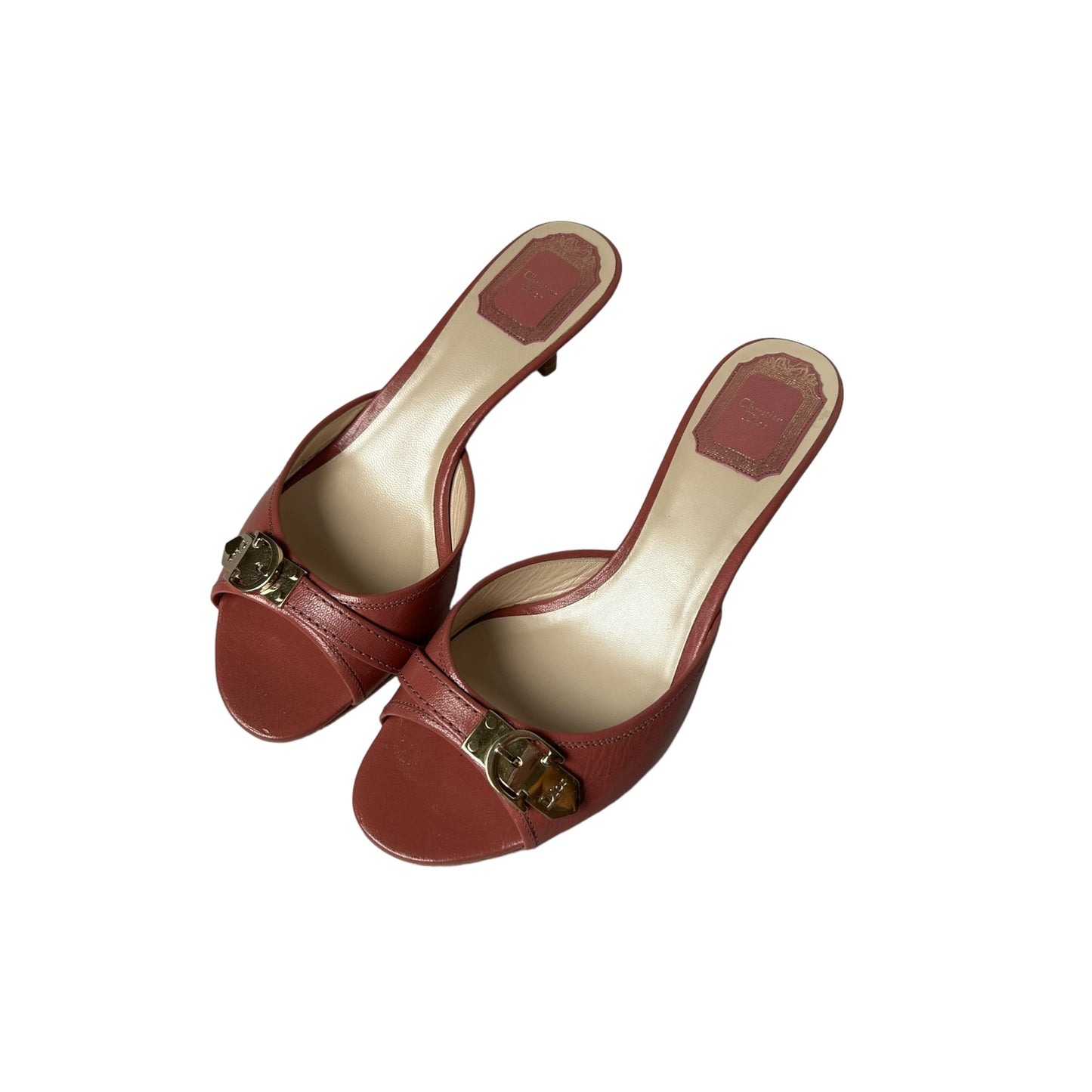 Vintage Dior open toe leather mules unworn /37.5