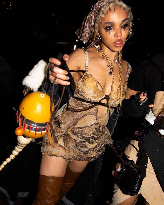 Vintage Roberto Cavalli SS 2010 Just Cavalli Reptile Print Silk Keyhole Mini Dress