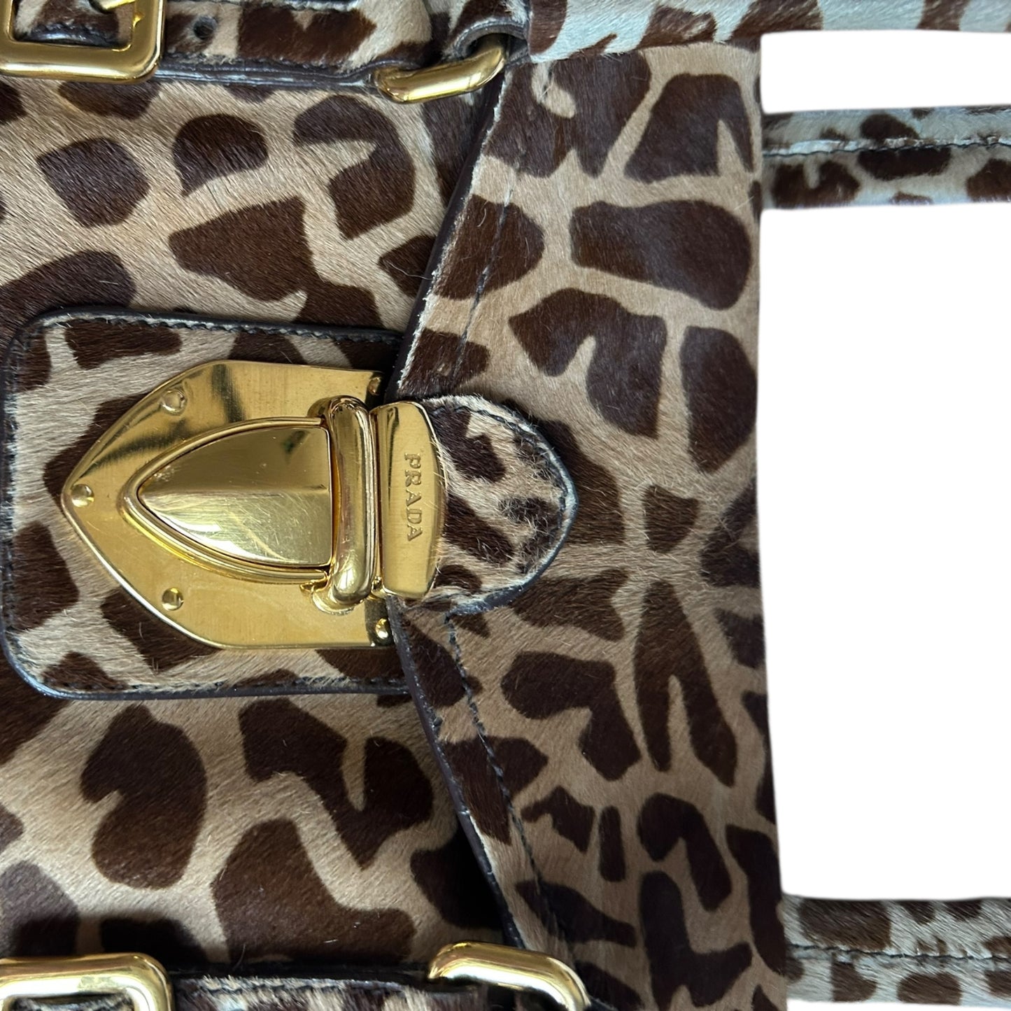 Vintage rare Prada animal print pony hair Giraffe-Print Cavallino Shoulder Bag