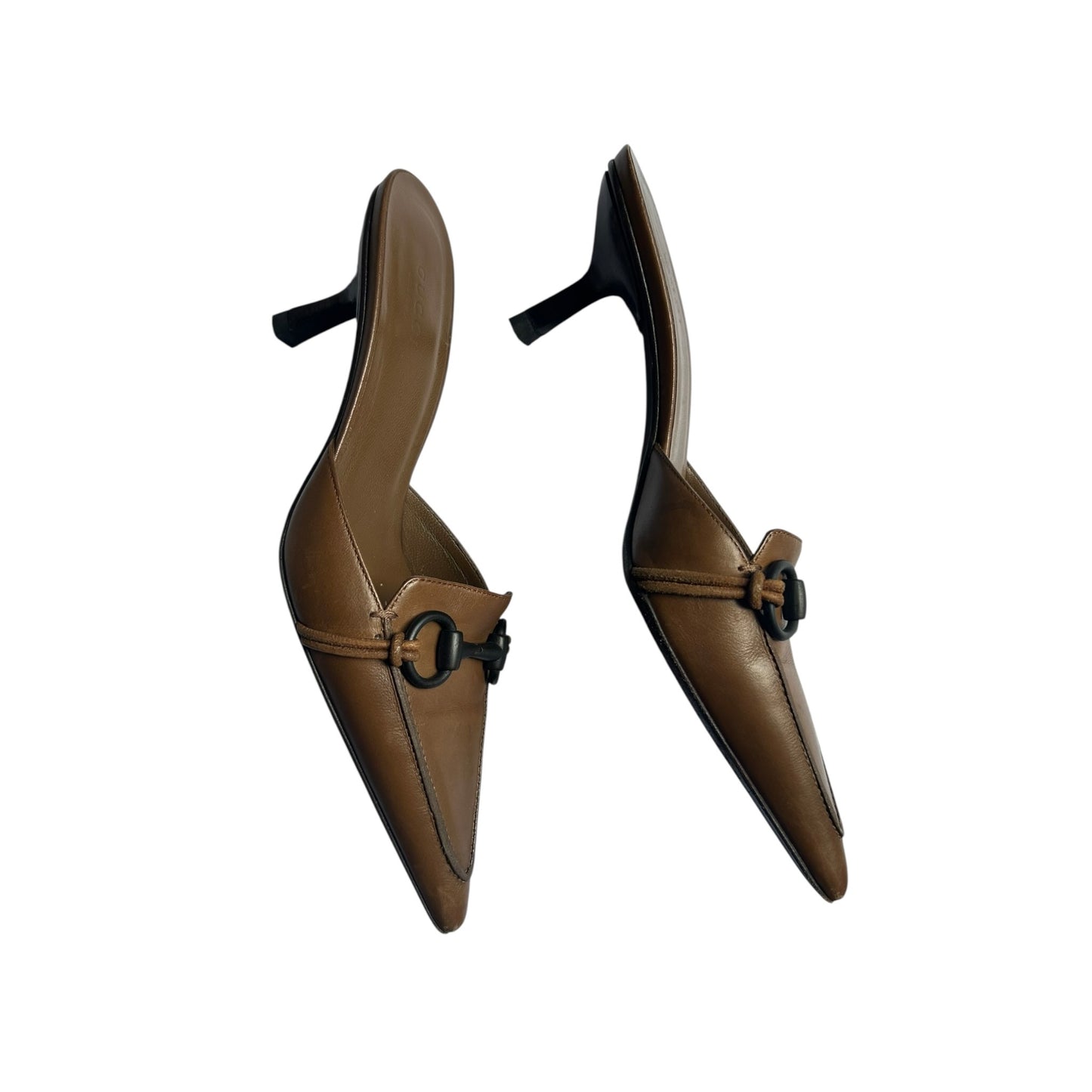 Vintage Gucci by Tom Ford brown horse-bit mule heels / 37