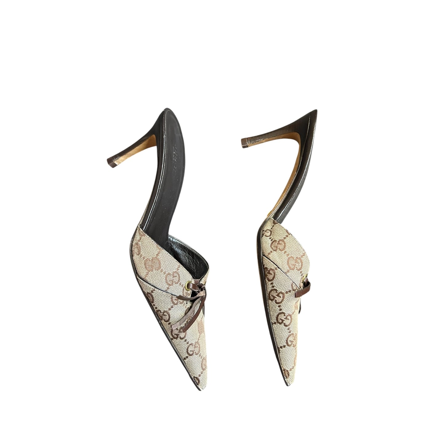 Vintage Gucci GG monogram logo beige brown mule heels / 39.5