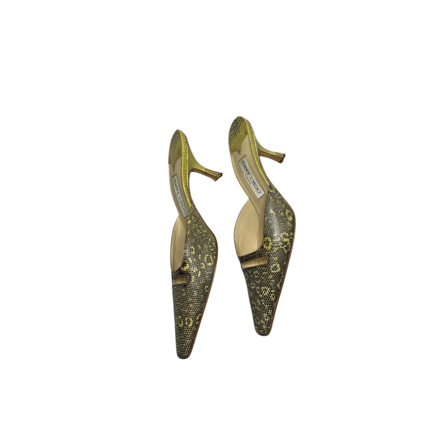 Vintage Jimmy Choo croc animal print mule heels / 37