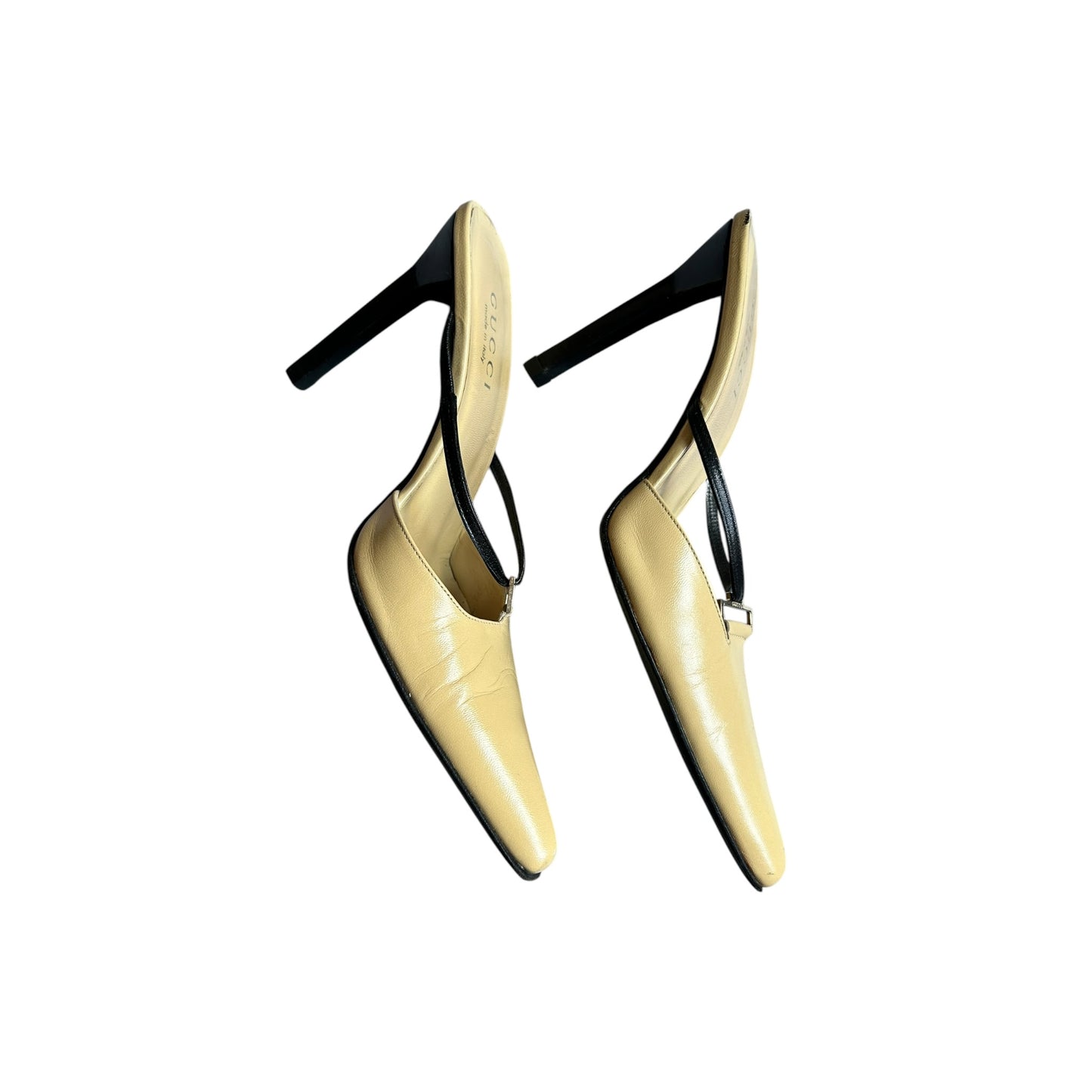 Vintage Gucci beige black mule heels / 37